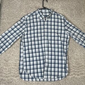 J. Crew Lightweight Shirt Mens X-Large Blue White Gray Plaid Button Down